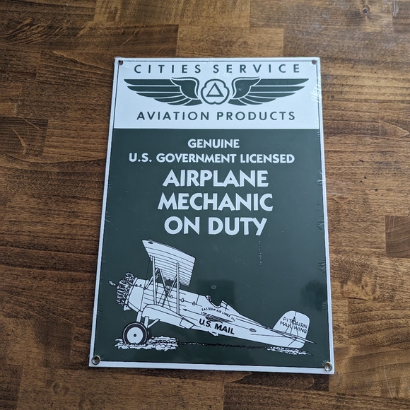 Ande Rooney's Cities Service Aviation  Airplane Mechanics Sign - Picture 2 of 4